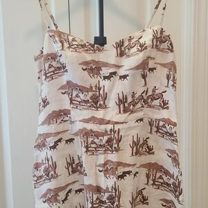 Reformation Brown and Cream Western Print Dress
